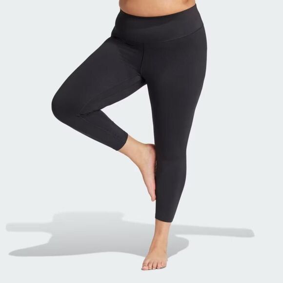 Adidas All Me 7/8 Ankle Leggings Women's 1X Black Stretch Elastic Waist APP1206 - Picture 12 of 12